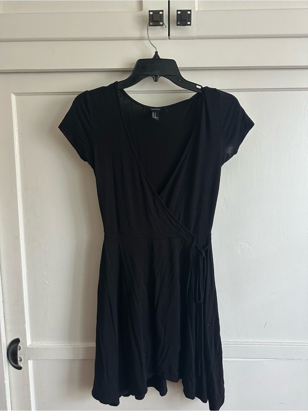 Black Wrap Short Sleeve Dress - Forever 21
